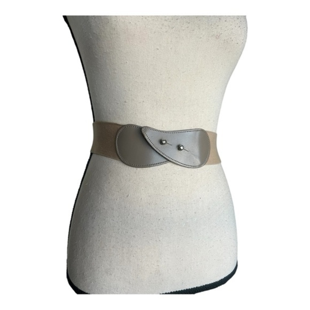 Vintage 80s Elasticized Taupe Fashion Waist Belt Size S